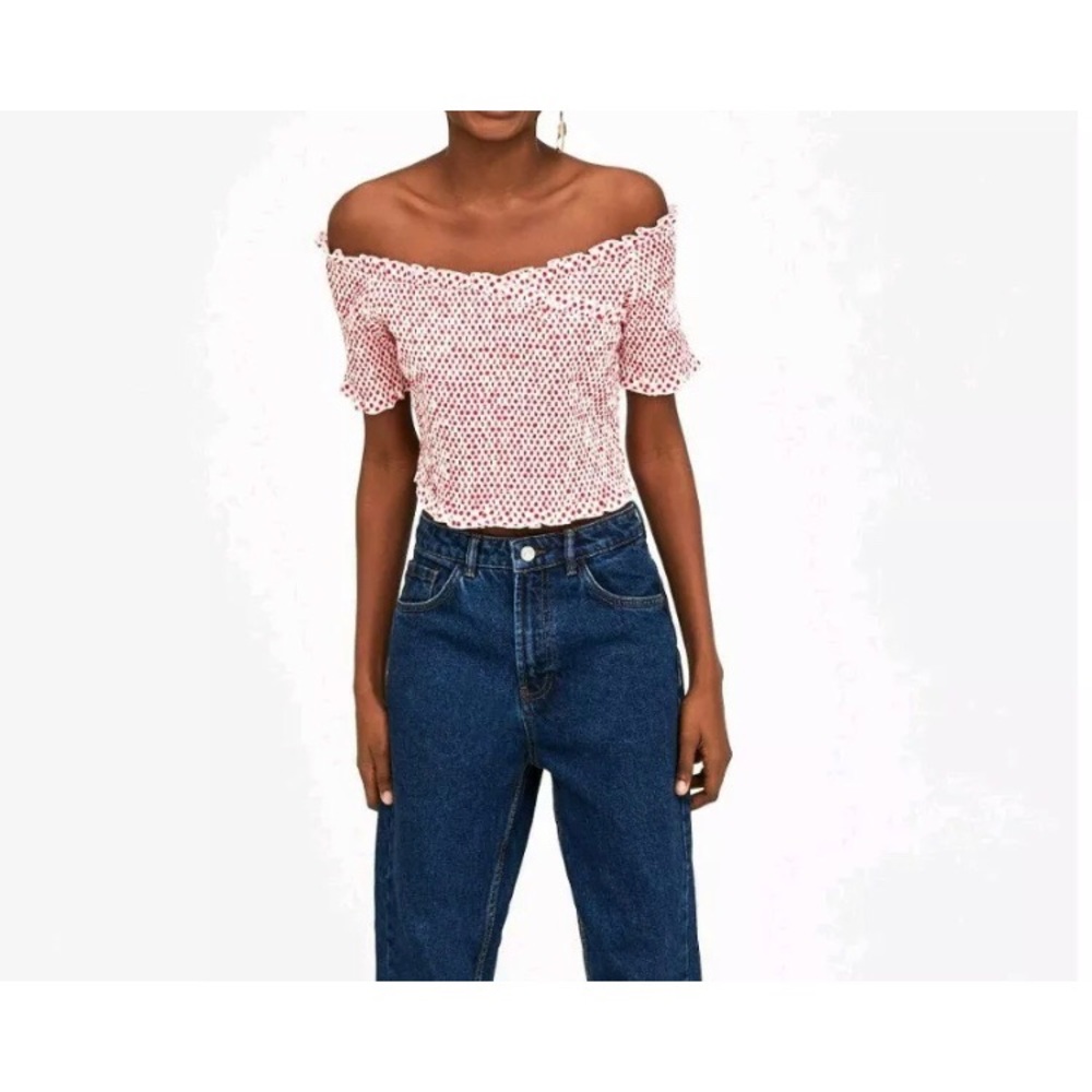 ZARA Bardot Smocked Crop